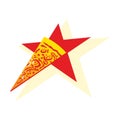 Pizza logo - red star with integrated pizza slice Royalty Free Stock Photo