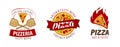 Pizza logo or label. Pizzeria, food concept. Vector illustration Royalty Free Stock Photo