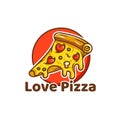 Pizza Love pepperoni, doodle sketch hand drawn cartoon icon, vector illustration sticker Logo