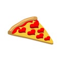 Pizza love. Piece of pizza with heart. Sign for pizzeria