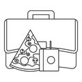 Pizza lunch bag icon, outline style