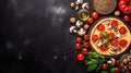 Pizza making background. Illustration AI Generative Royalty Free Stock Photo