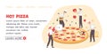 Pizza Making Concept Card Landing Web Page Template. Vector