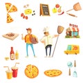 Pizza Making Decorative Icons Set