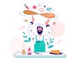 Pizza making vector concept for web banner, website page