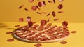 Pizza with many pepperonis on it Royalty Free Stock Photo