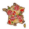 Pizza. Map of France sheped pizza. Map Of France.