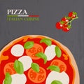 Pizza margherita, Italian cuisine, flat design vector illustration