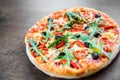 Pizza Margherita or Margarita with Mozzarella cheese, tomato, olive Royalty Free Stock Photo