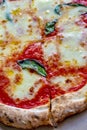 Pizza Margherita on rustic wooden table Royalty Free Stock Photo