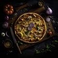 Pizza Margherita on wooden board, created using generative ai tools