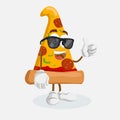 Pizza Mascot and background thumb pose Royalty Free Stock Photo