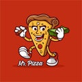 Pizza mascot vector design premium Royalty Free Stock Photo