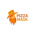 Pizza mask logo. Modern simple, character. Royalty Free Stock Photo