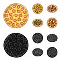 Pizza with meat, cheese and other filling. Different pizza set collection icons in cartoon,black style vector symbol Royalty Free Stock Photo