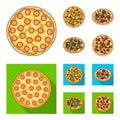 Pizza with meat, cheese and other filling. Different pizza set collection icons in cartoon,flat style vector symbol Royalty Free Stock Photo