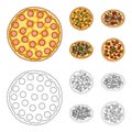 Pizza with meat, cheese and other filling. Different pizza set collection icons in cartoon,outline style vector symbol Royalty Free Stock Photo