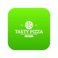 Pizza meat icon green vector
