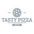 Pizza meat logo, simple gray style