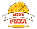 Pizza menu logo. Decorative color design element