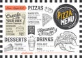 Pizza menu restaurant, food template.