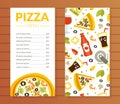 Pizza Menu Template, Traditional Italian Cuisine Dishes, Restaurant and Cafe Menu, Food Ingredients Seamless Pattern Royalty Free Stock Photo
