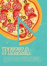 Pizza Menu Template in vintage retro grunge style Royalty Free Stock Photo