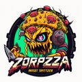 Pizza monster cyberpunk style design logo esport