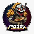 Pizza monster cyberpunk style design logo esport