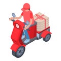 Pizza motorbike delivery icon, isometric style Royalty Free Stock Photo