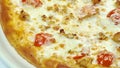 Pizza with mozzarella, chedar and tomatoes Royalty Free Stock Photo