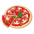 Pizza mozzarella icon, cartoon style