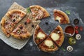 Pizza with mozzarella and tomato sauce Royalty Free Stock Photo