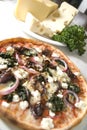 Pizza with mushroom cheese onion