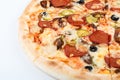 Fresh italian pizza close up. set menu photo. traditional food Royalty Free Stock Photo