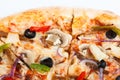 Fresh italian pizza close up. set menu photo. traditional food Royalty Free Stock Photo