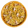 Pizza with mushrooms and curry on white background. isolate Royalty Free Stock Photo