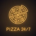 Pizza neon light icon