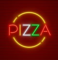 Pizza neon sign with illumination italian food