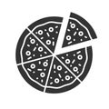 Pizza with one slice separated glyph icon Royalty Free Stock Photo