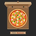 Pizza in the opened cardboard box. Royalty Free Stock Photo