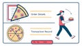 Pizza order details on a mobile screen. Online food app interface vector design Generative AI