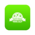 Pizza order icon green vector