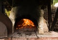 Pizza Oven Interior burning wood Royalty Free Stock Photo