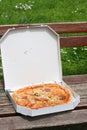Pizza in a paper box Royalty Free Stock Photo