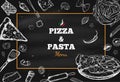 Pizza and Pasta vector frame 1