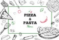 Pizza and Pasta vector frame