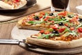 Pizza peperoni on plate Royalty Free Stock Photo