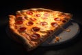 A pizza with pepperoni on it is being cut into slices. AI generation