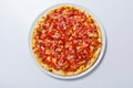 Pizza with Pepperoni Sausage and Bacon. Royalty Free Stock Photo